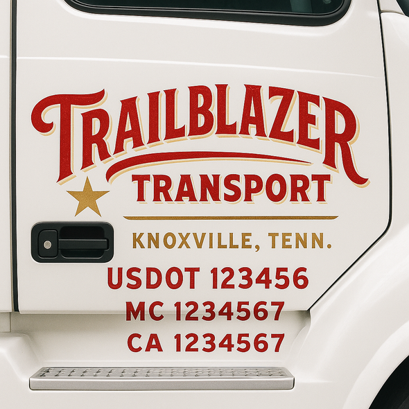 Custom Designed USDOT (DOT) Truck Door Lettering Decal Signs | Graphic Designed USDOT Lettering For Semi-Trucks, Work Trucks & Box Trucks | Add Your Trucking Name, USDOT, MC, CA, KYU, GVW & VIN (2-Pack)
