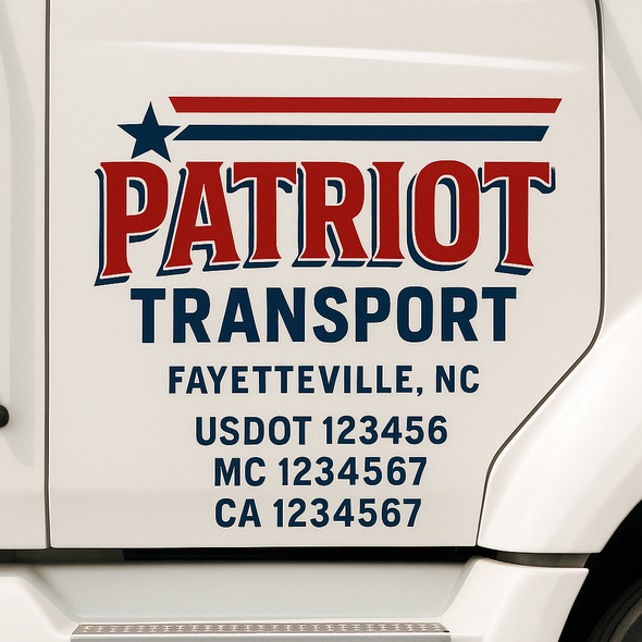 Custom Designed USDOT (DOT) Truck Door Lettering Decal Signs | Graphic Designed USDOT Lettering For Semi-Trucks, Work Trucks & Box Trucks | Add Your Trucking Name, USDOT, MC, CA, KYU, GVW & VIN (2-Pack)