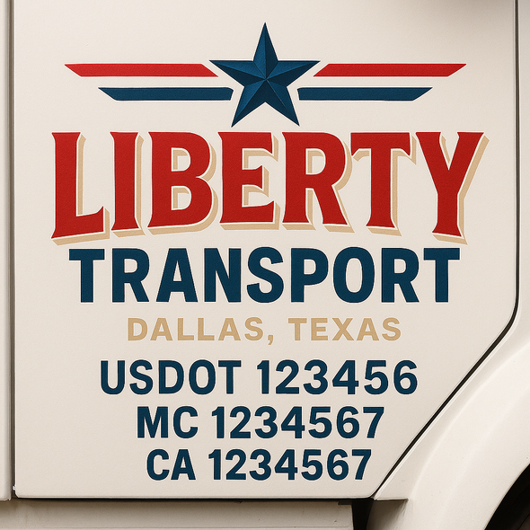 Custom Designed USDOT (DOT) Truck Door Lettering Decal Signs | Graphic Designed USDOT Lettering For Semi-Trucks, Work Trucks & Box Trucks | Add Your Trucking Name, USDOT, MC, CA, KYU, GVW & VIN (2-Pack)