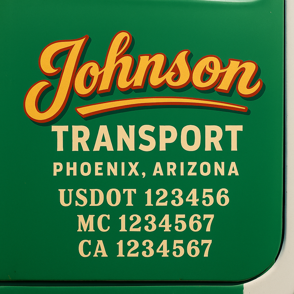 Custom Designed USDOT (DOT) Truck Door Lettering Decal Signs | Graphic Designed USDOT Lettering For Semi-Trucks, Work Trucks & Box Trucks | Add Your Trucking Name, USDOT, MC, CA, KYU, GVW & VIN (2-Pack)