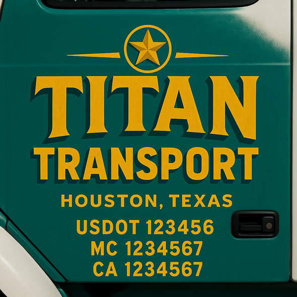 Custom Designed USDOT (DOT) Truck Door Lettering Decal Signs | Graphic Designed USDOT Lettering For Semi-Trucks, Work Trucks & Box Trucks | Add Your Trucking Name, USDOT, MC, CA, KYU, GVW & VIN (2-Pack)