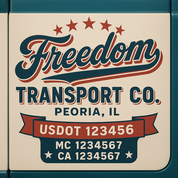 Custom Designed USDOT (DOT) Truck Door Lettering Decal Signs | Graphic Designed USDOT Lettering For Semi-Trucks, Work Trucks & Box Trucks | Add Your Trucking Name, USDOT, MC, CA, KYU, GVW & VIN (2-Pack)
