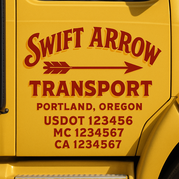Custom Designed USDOT (DOT) Truck Door Lettering Decal Signs | Graphic Designed USDOT Lettering For Semi-Trucks, Work Trucks & Box Trucks | Add Your Trucking Name, USDOT, MC, CA, KYU, GVW & VIN (2-Pack)