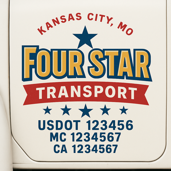 Custom Designed USDOT (DOT) Truck Door Lettering Decal Signs | Graphic Designed USDOT Lettering For Semi-Trucks, Work Trucks & Box Trucks | Add Your Trucking Name, USDOT, MC, CA, KYU, GVW & VIN (2-Pack)