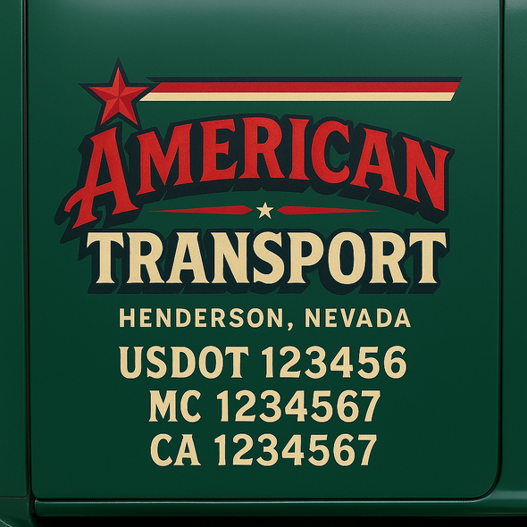 Custom Designed USDOT (DOT) Truck Door Lettering Decal Signs | Graphic Designed USDOT Lettering For Semi-Trucks, Work Trucks & Box Trucks | Add Your Trucking Name, USDOT, MC, CA, KYU, GVW & VIN (2-Pack)