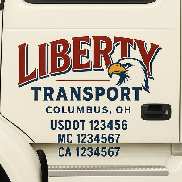 Custom Designed USDOT (DOT) Truck Door Lettering Decal Signs | Graphic Designed USDOT Lettering For Semi-Trucks, Work Trucks & Box Trucks | Add Your Trucking Name, USDOT, MC, CA, KYU, GVW & VIN (2-Pack)