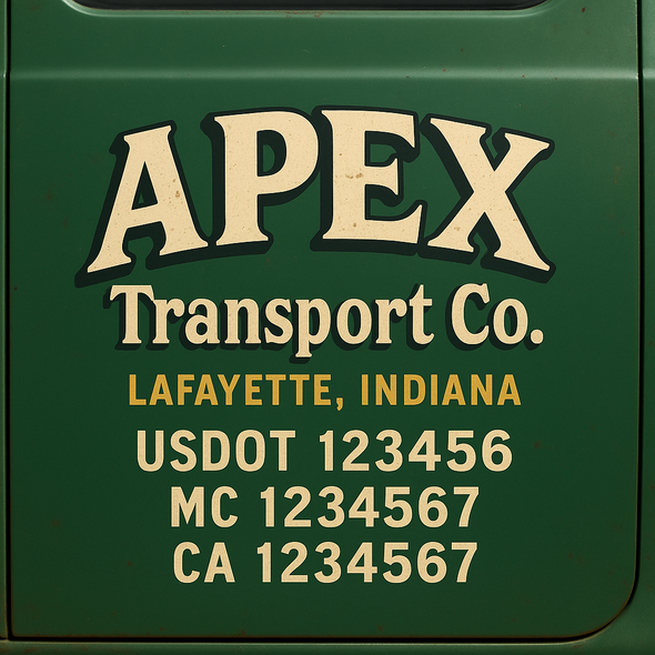 Custom Designed USDOT (DOT) Truck Door Lettering Decal Signs | Graphic Designed USDOT Lettering For Semi-Trucks, Work Trucks & Box Trucks | Add Your Trucking Name, USDOT, MC, CA, KYU, GVW & VIN (2-Pack)