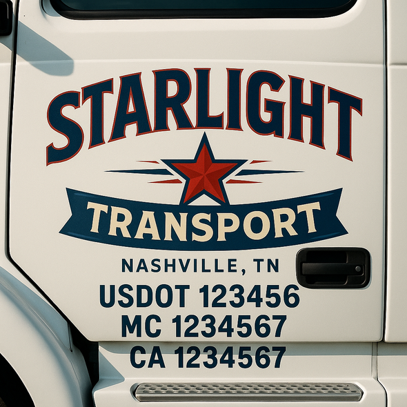 Custom Designed USDOT (DOT) Truck Door Lettering Decal Signs | Graphic Designed USDOT Lettering For Semi-Trucks, Work Trucks & Box Trucks | Add Your Trucking Name, USDOT, MC, CA, KYU, GVW & VIN (2-Pack)