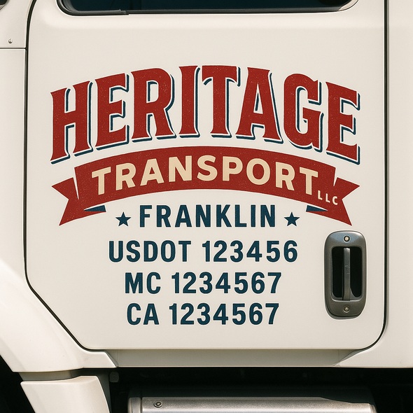 Custom Designed USDOT (DOT) Truck Door Lettering Decal Signs | Graphic Designed USDOT Lettering For Semi-Trucks, Work Trucks & Box Trucks | Add Your Trucking Name, USDOT, MC, CA, KYU, GVW & VIN (2-Pack)