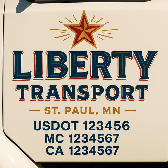 Custom Designed USDOT (DOT) Truck Door Lettering Decal Signs | Graphic Designed USDOT Lettering For Semi-Trucks, Work Trucks & Box Trucks | Add Your Trucking Name, USDOT, MC, CA, KYU, GVW & VIN (2-Pack)
