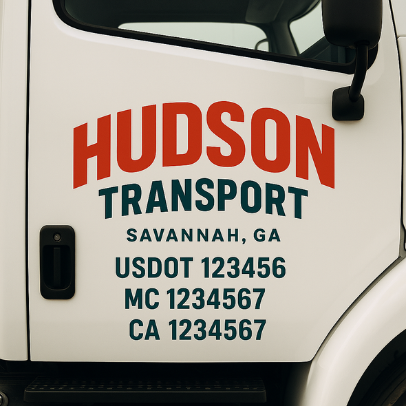Custom Designed USDOT (DOT) Truck Door Lettering Decal Signs | Graphic Designed USDOT Lettering For Semi-Trucks, Work Trucks & Box Trucks | Add Your Trucking Name, USDOT, MC, CA, KYU, GVW & VIN (2-Pack)