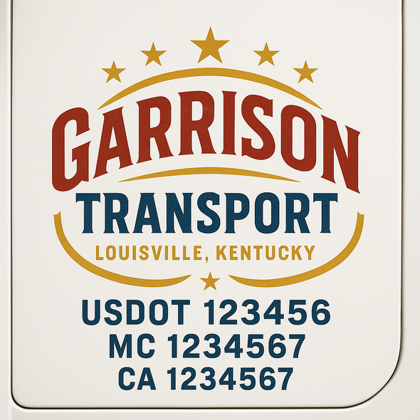 Custom Designed USDOT (DOT) Truck Door Lettering Decal Signs | Graphic Designed USDOT Lettering For Semi-Trucks, Work Trucks & Box Trucks | Add Your Trucking Name, USDOT, MC, CA, KYU, GVW & VIN (2-Pack)