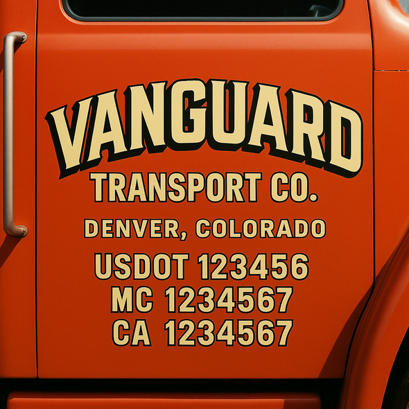 Custom Designed USDOT (DOT) Truck Door Lettering Decal Signs | Graphic Designed USDOT Lettering For Semi-Trucks, Work Trucks & Box Trucks | Add Your Trucking Name, USDOT, MC, CA, KYU, GVW & VIN (2-Pack)