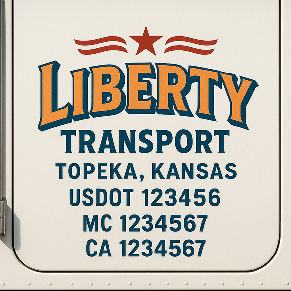Custom Designed USDOT (DOT) Truck Door Lettering Decal Signs | Graphic Designed USDOT Lettering For Semi-Trucks, Work Trucks & Box Trucks | Add Your Trucking Name, USDOT, MC, CA, KYU, GVW & VIN (2-Pack)
