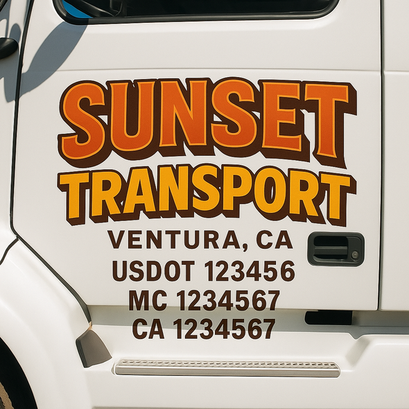 Custom Designed USDOT (DOT) Truck Door Lettering Decal Signs | Graphic Designed USDOT Lettering For Semi-Trucks, Work Trucks & Box Trucks | Add Your Trucking Name, USDOT, MC, CA, KYU, GVW & VIN (2-Pack)