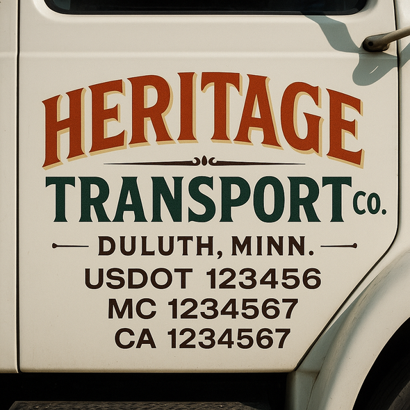 Custom Designed USDOT (DOT) Truck Door Lettering Decal Signs | Graphic Designed USDOT Lettering For Semi-Trucks, Work Trucks & Box Trucks | Add Your Trucking Name, USDOT, MC, CA, KYU, GVW & VIN (2-Pack)