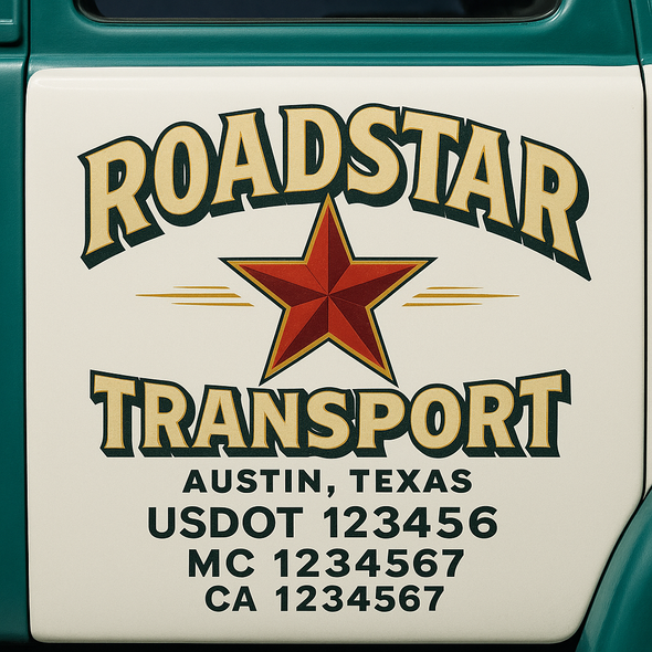 Custom Designed USDOT (DOT) Truck Door Lettering Decal Signs | Graphic Designed USDOT Lettering For Semi-Trucks, Work Trucks & Box Trucks | Add Your Trucking Name, USDOT, MC, CA, KYU, GVW & VIN (2-Pack)