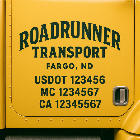 Custom Designed USDOT (DOT) Truck Door Lettering Decal Signs | Graphic Designed USDOT Lettering For Semi-Trucks, Work Trucks & Box Trucks | Add Your Trucking Name, USDOT, MC, CA, KYU, GVW & VIN (2-Pack)