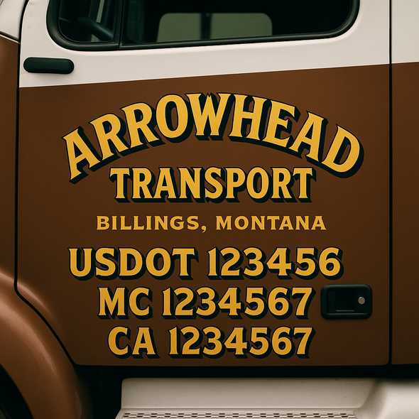 Custom Designed USDOT (DOT) Truck Door Lettering Decal Signs | Graphic Designed USDOT Lettering For Semi-Trucks, Work Trucks & Box Trucks | Add Your Trucking Name, USDOT, MC, CA, KYU, GVW & VIN (2-Pack)