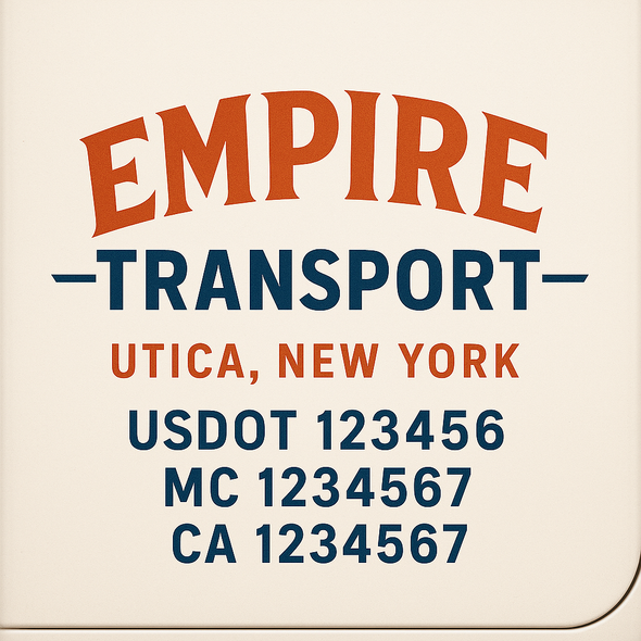 Custom Designed USDOT (DOT) Truck Door Lettering Decal Signs | Graphic Designed USDOT Lettering For Semi-Trucks, Work Trucks & Box Trucks | Add Your Trucking Name, USDOT, MC, CA, KYU, GVW & VIN (2-Pack)