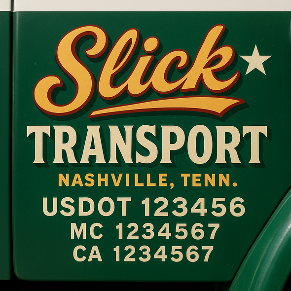 Custom Designed USDOT (DOT) Truck Door Lettering Decal Signs | Graphic Designed USDOT Lettering For Semi-Trucks, Work Trucks & Box Trucks | Add Your Trucking Name, USDOT, MC, CA, KYU, GVW & VIN (2-Pack)