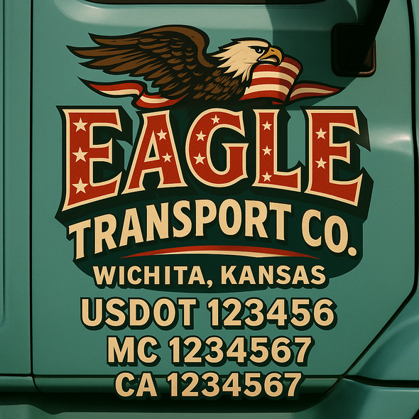 Custom Designed USDOT (DOT) Truck Door Lettering Decal Signs | Graphic Designed USDOT Lettering For Semi-Trucks, Work Trucks & Box Trucks | Add Your Trucking Name, USDOT, MC, CA, KYU, GVW & VIN (2-Pack)