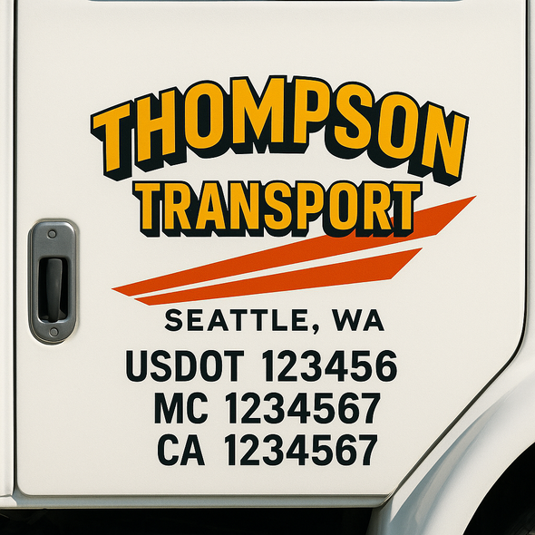 Custom Designed USDOT (DOT) Truck Door Lettering Decal Signs | Graphic Designed USDOT Lettering For Semi-Trucks, Work Trucks & Box Trucks | Add Your Trucking Name, USDOT, MC, CA, KYU, GVW & VIN (2-Pack)