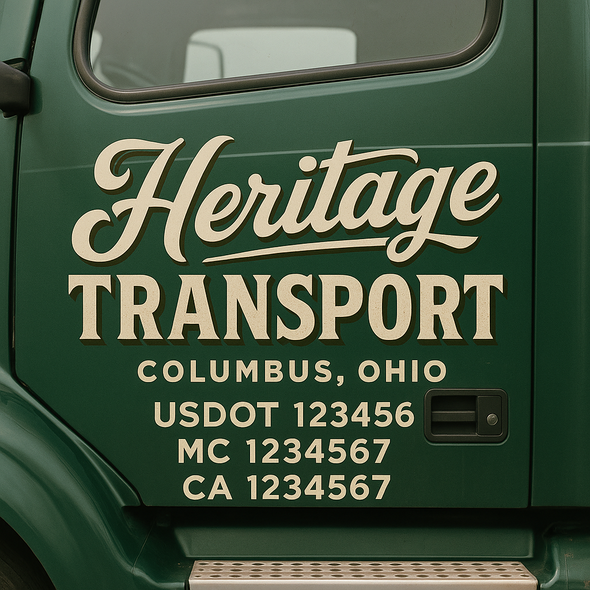 Custom Designed USDOT (DOT) Truck Door Lettering Decal Signs | Graphic Designed USDOT Lettering For Semi-Trucks, Work Trucks & Box Trucks | Add Your Trucking Name, USDOT, MC, CA, KYU, GVW & VIN (2-Pack)