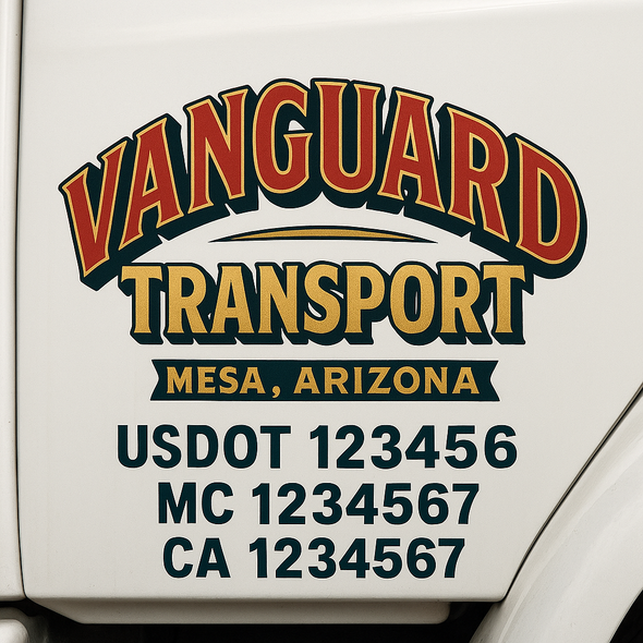 Custom Designed USDOT (DOT) Truck Door Lettering Decal Signs | Graphic Designed USDOT Lettering For Semi-Trucks, Work Trucks & Box Trucks | Add Your Trucking Name, USDOT, MC, CA, KYU, GVW & VIN (2-Pack)