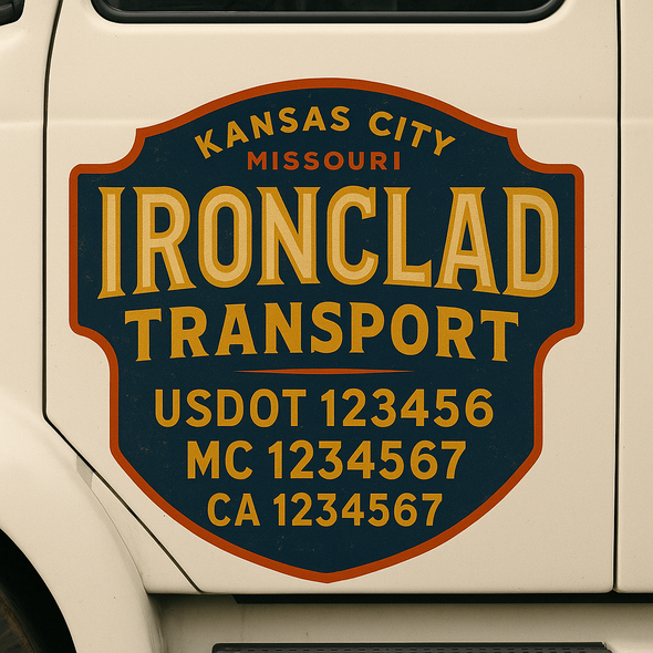Custom Designed USDOT (DOT) Truck Door Lettering Decal Signs | Graphic Designed USDOT Lettering For Semi-Trucks, Work Trucks & Box Trucks | Add Your Trucking Name, USDOT, MC, CA, KYU, GVW & VIN (2-Pack)