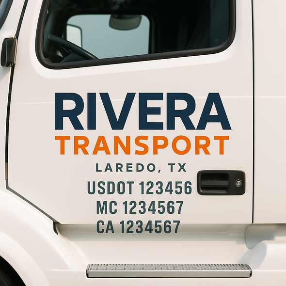 Custom Designed USDOT (DOT) Truck Door Lettering Decal Signs | Graphic Designed USDOT Lettering For Semi-Trucks, Work Trucks & Box Trucks | Add Your Trucking Name, USDOT, MC, CA, KYU, GVW & VIN (2-Pack)