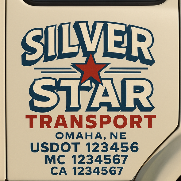 Custom Designed USDOT (DOT) Truck Door Lettering Decal Signs | Graphic Designed USDOT Lettering For Semi-Trucks, Work Trucks & Box Trucks | Add Your Trucking Name, USDOT, MC, CA, KYU, GVW & VIN (2-Pack)