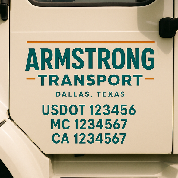 Custom Designed USDOT (DOT) Truck Door Lettering Decal Signs | Graphic Designed USDOT Lettering For Semi-Trucks, Work Trucks & Box Trucks | Add Your Trucking Name, USDOT, MC, CA, KYU, GVW & VIN (2-Pack)