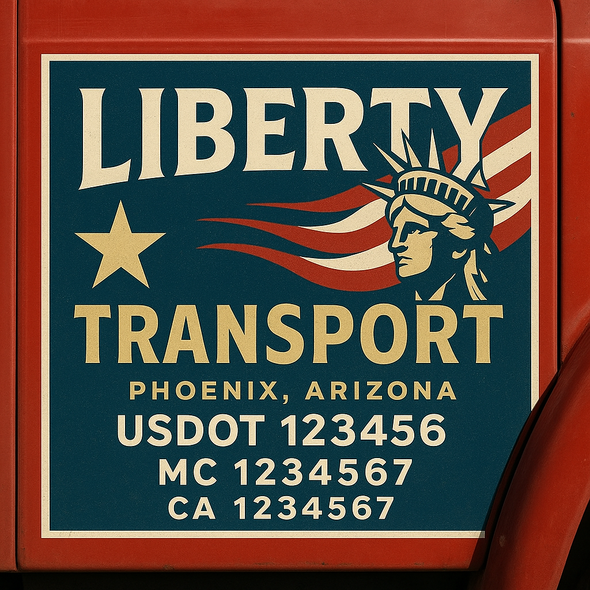 Custom Designed USDOT (DOT) Truck Door Lettering Decal Signs | Graphic Designed USDOT Lettering For Semi-Trucks, Work Trucks & Box Trucks | Add Your Trucking Name, USDOT, MC, CA, KYU, GVW & VIN (2-Pack)