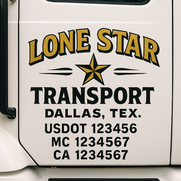 Custom Designed USDOT (DOT) Truck Door Lettering Decal Signs | Graphic Designed USDOT Lettering For Semi-Trucks, Work Trucks & Box Trucks | Add Your Trucking Name, USDOT, MC, CA, KYU, GVW & VIN (2-Pack)