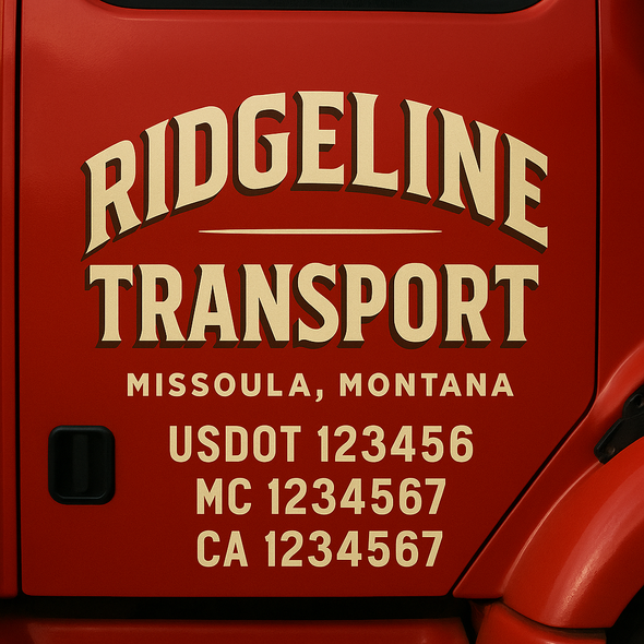 Custom Designed USDOT (DOT) Truck Door Lettering Decal Signs | Graphic Designed USDOT Lettering For Semi-Trucks, Work Trucks & Box Trucks | Add Your Trucking Name, USDOT, MC, CA, KYU, GVW & VIN (2-Pack)