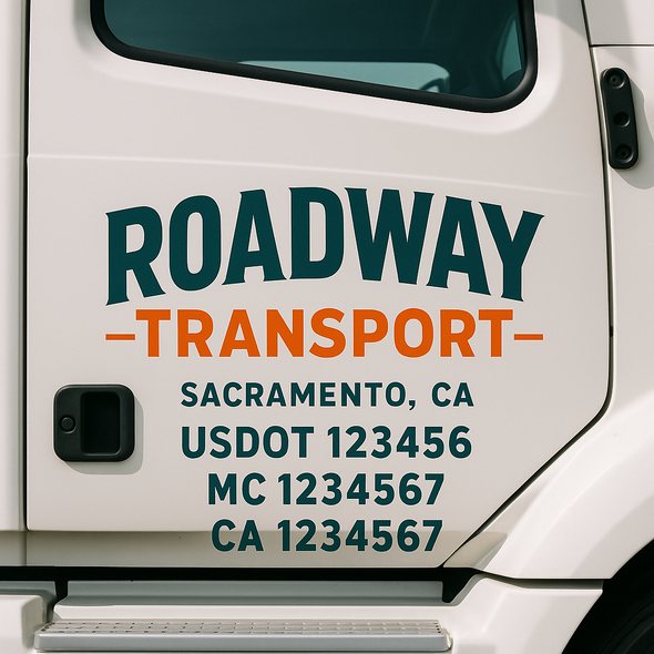 Custom Designed USDOT (DOT) Truck Door Lettering Decal Signs | Graphic Designed USDOT Lettering For Semi-Trucks, Work Trucks & Box Trucks | Add Your Trucking Name, USDOT, MC, CA, KYU, GVW & VIN (2-Pack)