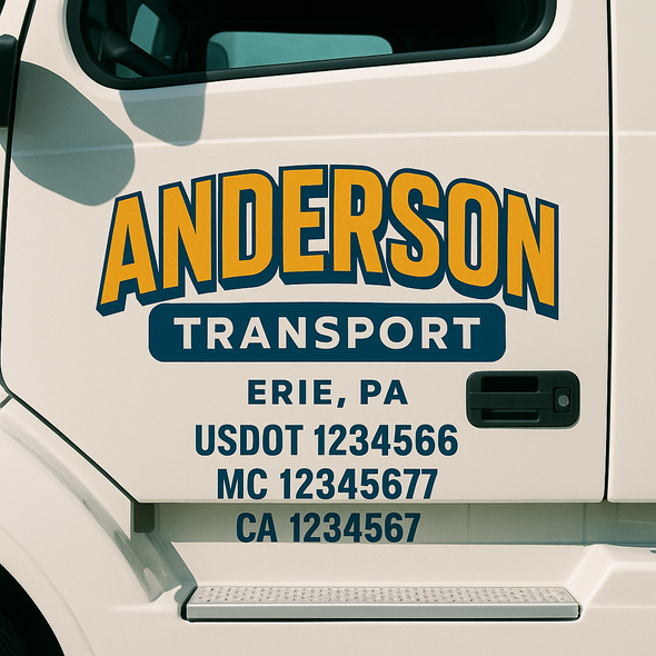 Custom Designed USDOT (DOT) Truck Door Lettering Decal Signs | Graphic Designed USDOT Lettering For Semi-Trucks, Work Trucks & Box Trucks | Add Your Trucking Name, USDOT, MC, CA, KYU, GVW & VIN (2-Pack)
