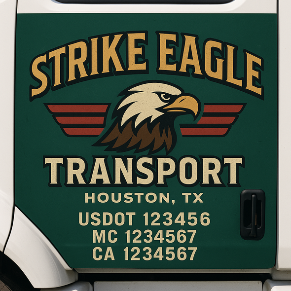 Custom Designed USDOT (DOT) Truck Door Lettering Decal Signs | Graphic Designed USDOT Lettering For Semi-Trucks, Work Trucks & Box Trucks | Add Your Trucking Name, USDOT, MC, CA, KYU, GVW & VIN (2-Pack)