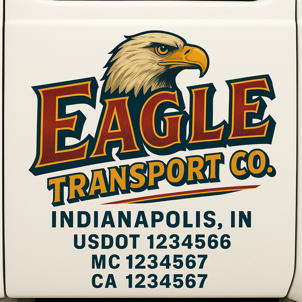 Custom Designed USDOT (DOT) Truck Door Lettering Decal Signs | Graphic Designed USDOT Lettering For Semi-Trucks, Work Trucks & Box Trucks | Add Your Trucking Name, USDOT, MC, CA, KYU, GVW & VIN (2-Pack)