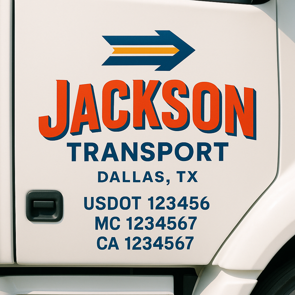 Custom Designed USDOT (DOT) Truck Door Lettering Decal Signs | Graphic Designed USDOT Lettering For Semi-Trucks, Work Trucks & Box Trucks | Add Your Trucking Name, USDOT, MC, CA, KYU, GVW & VIN (2-Pack)
