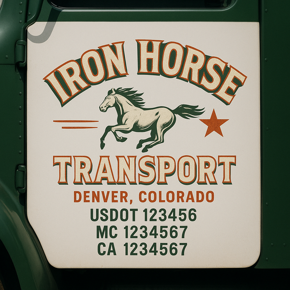 Custom Designed USDOT (DOT) Truck Door Lettering Decal Signs | Graphic Designed USDOT Lettering For Semi-Trucks, Work Trucks & Box Trucks | Add Your Trucking Name, USDOT, MC, CA, KYU, GVW & VIN (2-Pack)