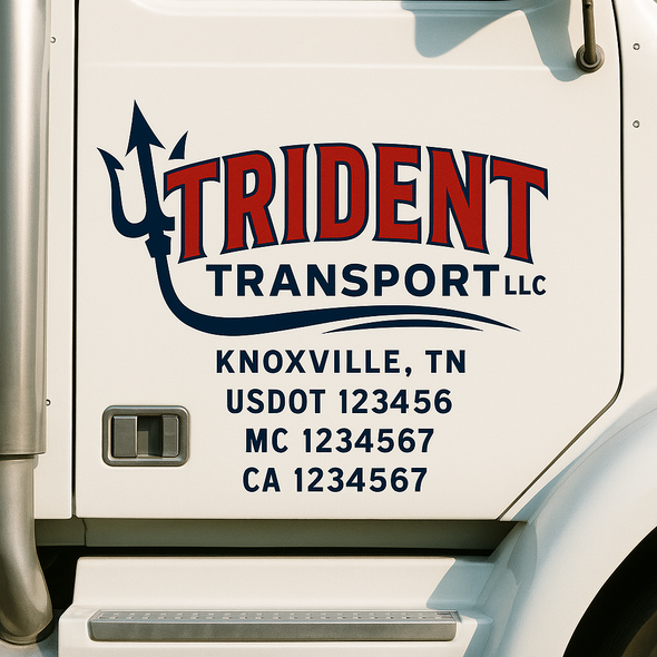Custom Designed USDOT (DOT) Truck Door Lettering Decal Signs | Graphic Designed USDOT Lettering For Semi-Trucks, Work Trucks & Box Trucks | Add Your Trucking Name, USDOT, MC, CA, KYU, GVW & VIN (2-Pack)