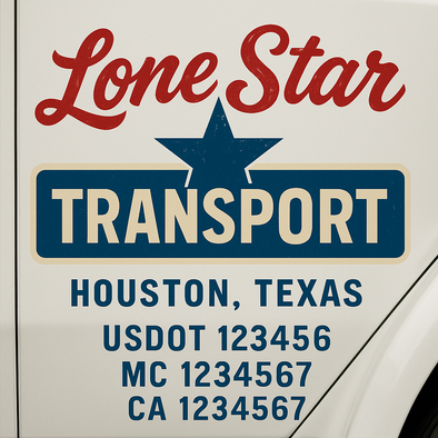Custom Designed USDOT (DOT) Truck Door Lettering Decal Signs | Graphic Designed USDOT Lettering For Semi-Trucks, Work Trucks & Box Trucks | Add Your Trucking Name, USDOT, MC, CA, KYU, GVW & VIN (2-Pack)