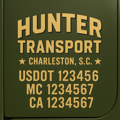 Custom Designed USDOT (DOT) Truck Door Lettering Decal Signs | Graphic Designed USDOT Lettering For Semi-Trucks, Work Trucks & Box Trucks | Add Your Trucking Name, USDOT, MC, CA, KYU, GVW & VIN (2-Pack)