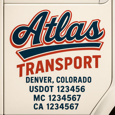 Custom Designed USDOT (DOT) Truck Door Lettering Decal Signs | Graphic Designed USDOT Lettering For Semi-Trucks, Work Trucks & Box Trucks | Add Your Trucking Name, USDOT, MC, CA, KYU, GVW & VIN (2-Pack)