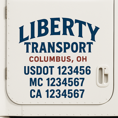 Custom Designed USDOT (DOT) Truck Door Lettering Decal Signs | Graphic Designed USDOT Lettering For Semi-Trucks, Work Trucks & Box Trucks | Add Your Trucking Name, USDOT, MC, CA, KYU, GVW & VIN (2-Pack)