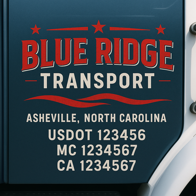 Custom Designed USDOT (DOT) Truck Door Lettering Decal Signs | Graphic Designed USDOT Lettering For Semi-Trucks, Work Trucks & Box Trucks | Add Your Trucking Name, USDOT, MC, CA, KYU, GVW & VIN (2-Pack)