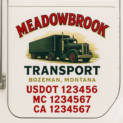 Custom Designed USDOT (DOT) Truck Door Lettering Decal Signs | Graphic Designed USDOT Lettering For Semi-Trucks, Work Trucks & Box Trucks | Add Your Trucking Name, USDOT, MC, CA, KYU, GVW & VIN (2-Pack)