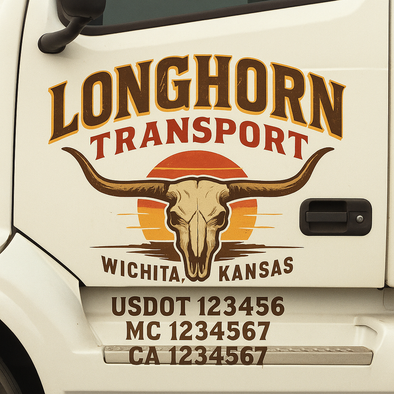 Custom Designed USDOT (DOT) Truck Door Lettering Decal Signs | Graphic Designed USDOT Lettering For Semi-Trucks, Work Trucks & Box Trucks | Add Your Trucking Name, USDOT, MC, CA, KYU, GVW & VIN (2-Pack)